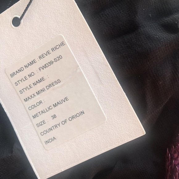 Rêve Riche Maxx Mini Dress Metallic Mauve Pink Black - Picture 8 of 9